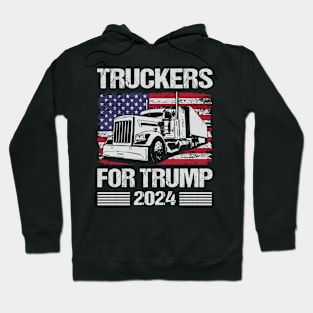 Truckers For Trump 2024 American Flag Hoodie